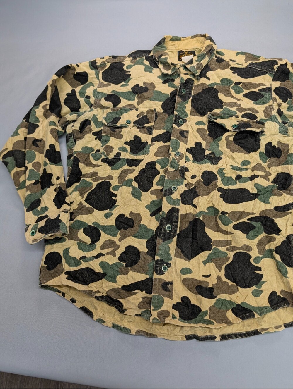 Vintage Deerskin Melton Duck Camo Chamois Shirt Hunting L